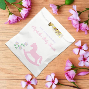 Pink Rocking Horse Girl Baby Shower Favour Bags