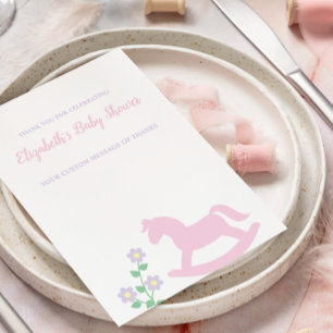 Pink Rocking Horse Girl Baby Shower Thank You Card