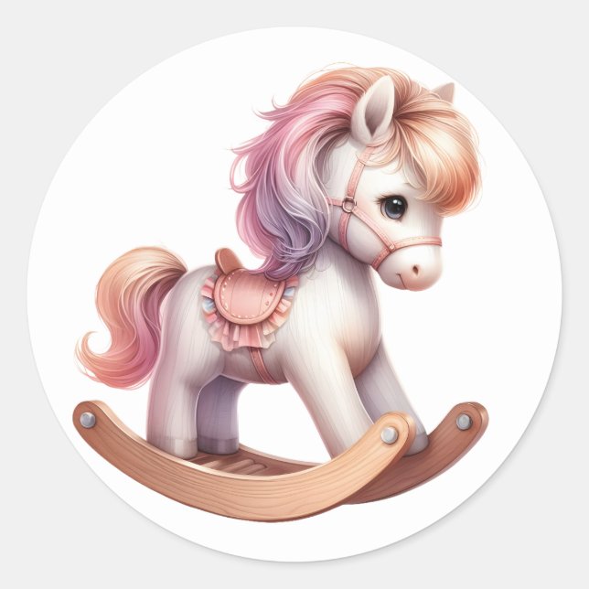 Pink Rocking Horse Stickers (Front)