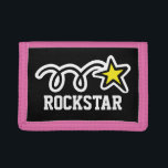 Pink rockstar wallet for girls | Personalizable<br><div class="desc">Pink rockstar wallet for girls | Personalizable | Custom kids gifts. Personalizable with name or monogram. Fun gift idea for teen children into music,  singing and dancing. Personalised present with name or initials. Girly pink and other colours available.</div>