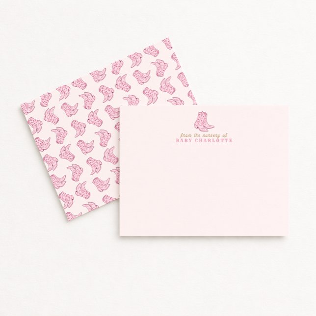 Pink Rodeo Boots Nursery Note Card (Creator Uploaded)