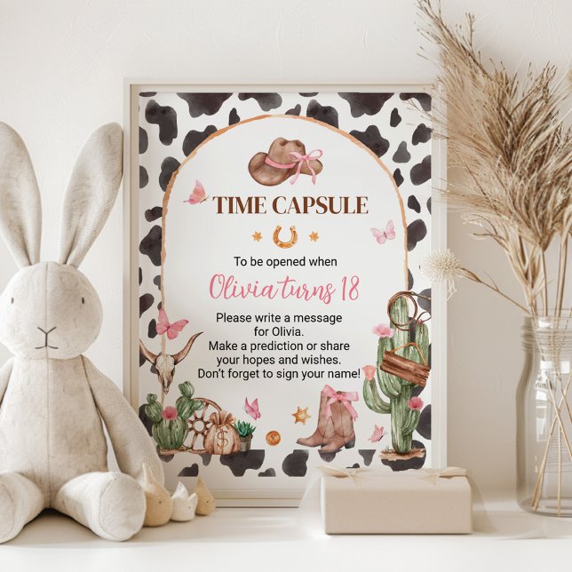 Pink Rodeo Cowgirl Birthday Time Capsule Sign (Creator Uploaded)