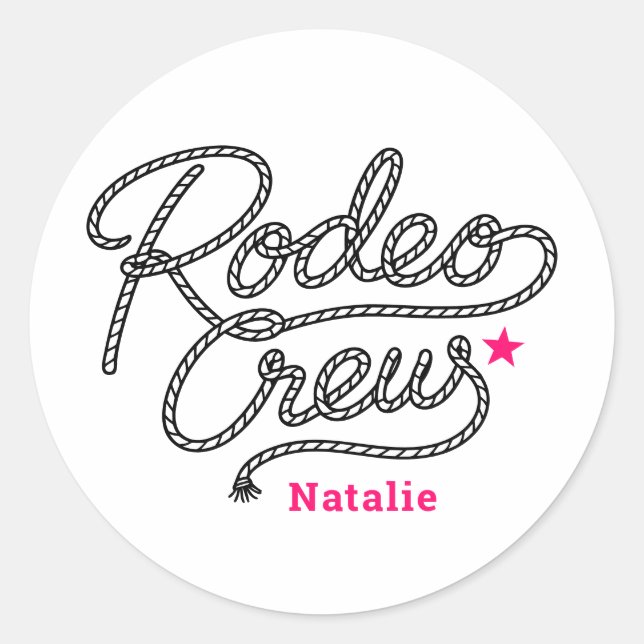 Pink Rodeo Crew Western Bachelorette Party Classic Round Sticker (Front)