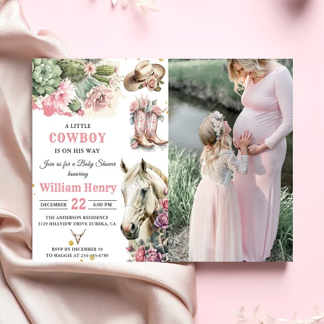 Pink Rodeo Western Cowboy Baby Shower Invitation (Creator Uploaded)