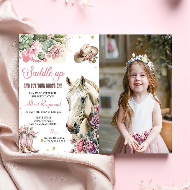 Pink Rodeo Western Cowboy Birthday Party Invitation (Creator Uploaded)