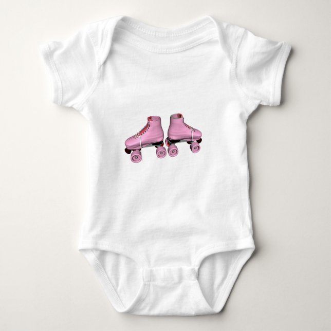 Pink Roller Skates Baby Bodysuit (Front)
