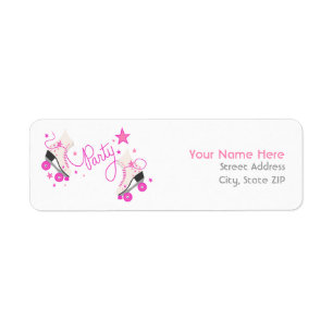 Pink Roller Skates Birthday Party Address Labels