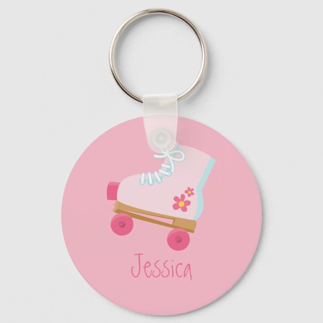 Pink Rollerskates Keychain (Front)