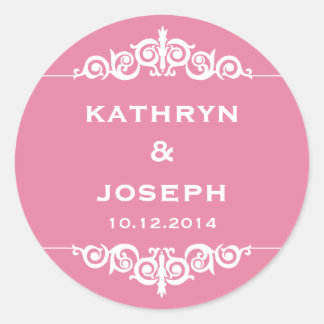 Pink romance Victorian elegant wedding favour Classic Round Sticker