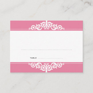 Pink romance Victorian wedding guest escort card