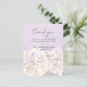 Pink Romantic Hydrangea Floral Wedding Postcard