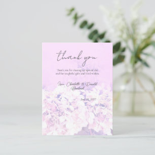 Pink Romantic Hydrangea Floral Wedding Postcard