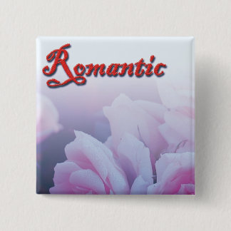 Pink romantic rose flowers 15 cm square badge