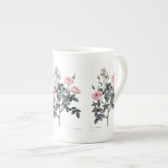 Pink Rosa Pomifolia Redoute Bone China Mug (Front Right)