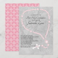 Pink Rosary Beads First Holy Communion