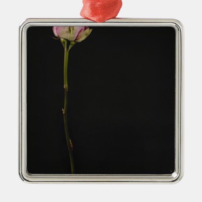 Pink rose 3 metal tree decoration (Front)