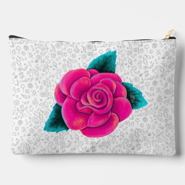 Pink Rose Accessory Pouch (Back)