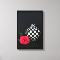 Pink Rose and a Chequered Vase