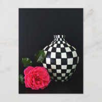 Pink Rose and a Chequered Vase