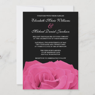 Pink Rose and Black Wedding Invitation