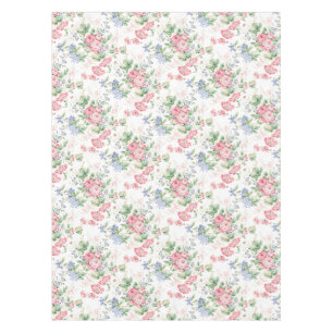 Pink Rose and Blue Floral Chintz Tablecloth