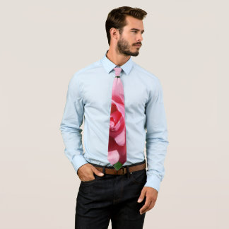 Pink Rose and Bud Garden Floral Tie