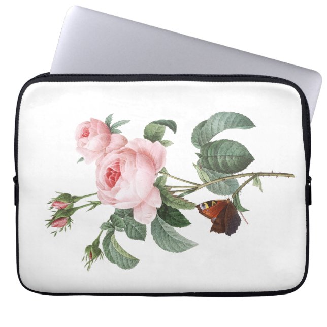 Pink Rose and Butterfly  Laptop Sleeve (Front)