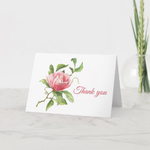 Pink Rose and Foliage Folded Greeting Card