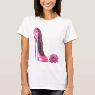 Pink Rose and Pink Stiletto Shoe T-Shirt
