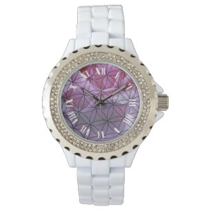 Pink rose and the flower of life pattern watch
