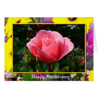 pink rose anniversary card