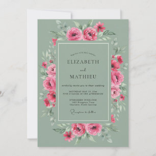 Pink Rose Arch Wedding Invitation