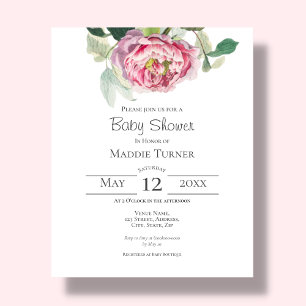 Pink Rose   Baby Shower Invitation
