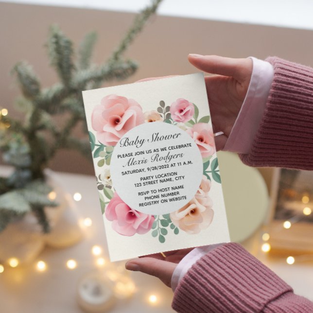 Pink Rose Baby Shower Invitation (Creator Uploaded)