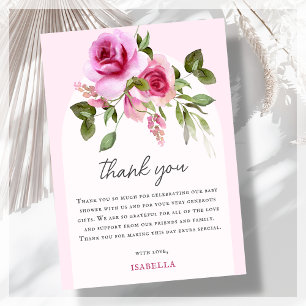 Pink Rose Baby Shower Thank You Card