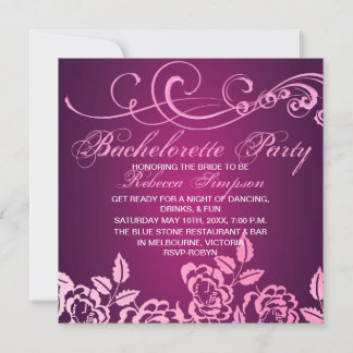 Pink Rose Bachelorette Party Invitation