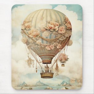 Pink Rose Balloon Pastel Teal Victorian Fairy Tale Mouse Pad