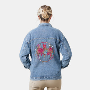 Pink Rose Bat Signal Denim Jacket