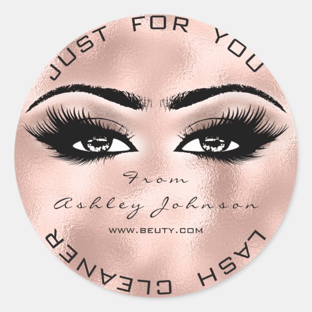 Pink Rose Beauty Glitter Skin Lash Makeup Cleaner Classic Round Sticker (Front)