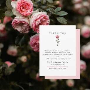 Pink Rose Bereavement Funeral Thank You Card