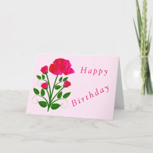 Pink Rose Birthday Card