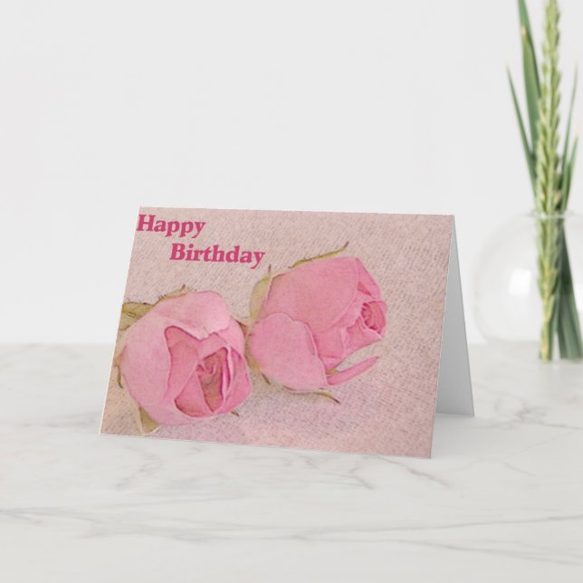 Pink Rose Birthday Card (Front)