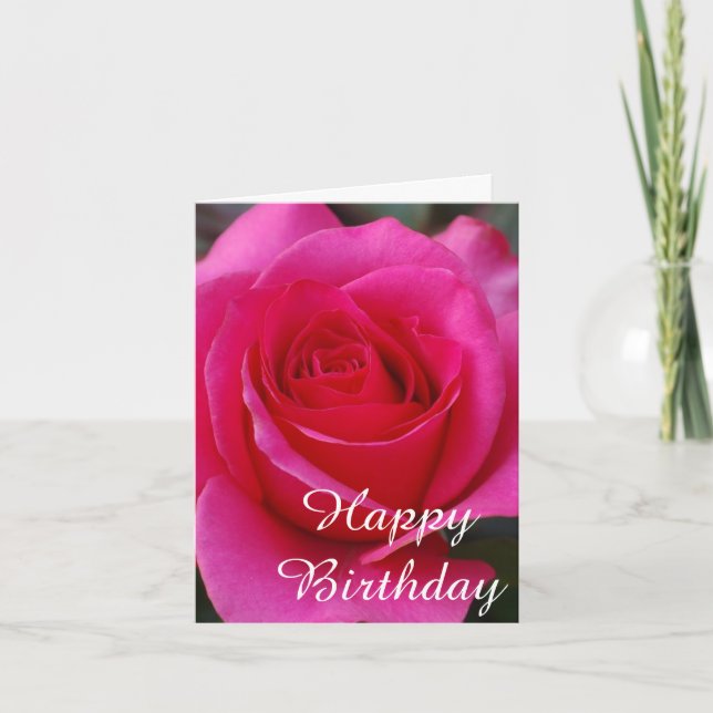 Pink Rose Birthday Card (Front)