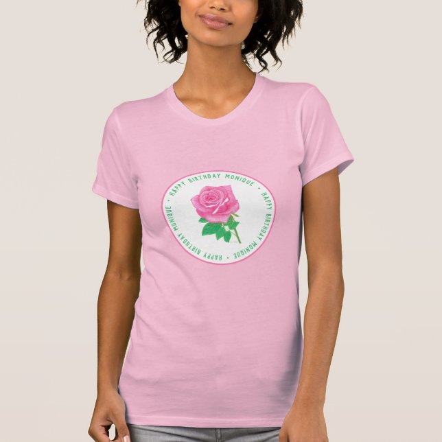 Pink Rose Birthday T-Shirt (Front)