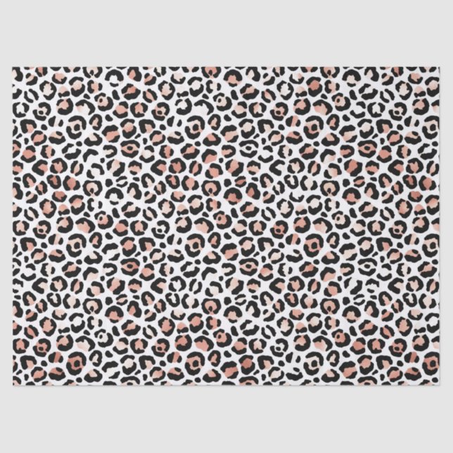 Pink Rose Black White Leopard   Tissue Paper (Front)