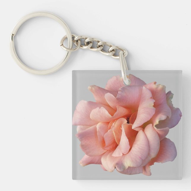pink rose bloom key ring (Front)