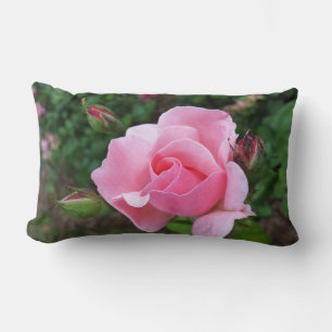 pink rose blooming lumbar cushion