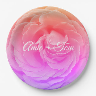 Pink Rose Blossom  Wedding  Custom Paper Plates