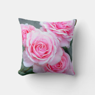 Pink rose blossoms cushion