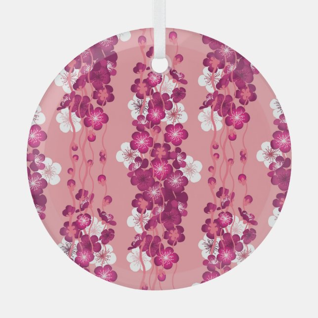 Pink rose blossoms: seamless background. glass tree decoration (Front)